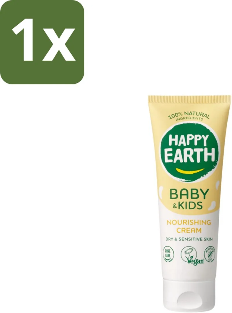 1 x Happy Earth – Nourishing Cream – 100% Natuurlijk Baby & Kids – 75 ml - Baby Crème - Natuurlijke Crème - Gevoelige Huid Verzorging - 100% Natuurlijke Crème - Babyhuid Verzorging van Happy Earth – productfoto
