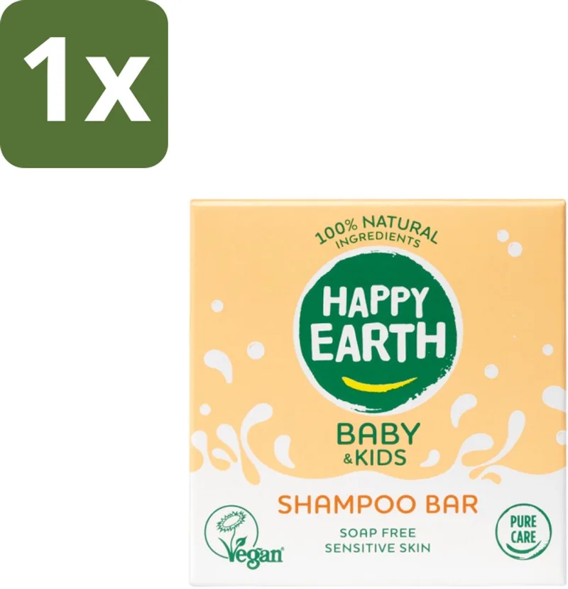 1 x Happy Earth – Shampoo Bar – 100% Natuurlijk Baby & Kids – 50 g - Baby Shampoo - Natuurlijke Shampoo - Zeepvrije Shampoo - Kindershampoo - 100% Natuurlijke Shampoo van Happy Earth – productfoto