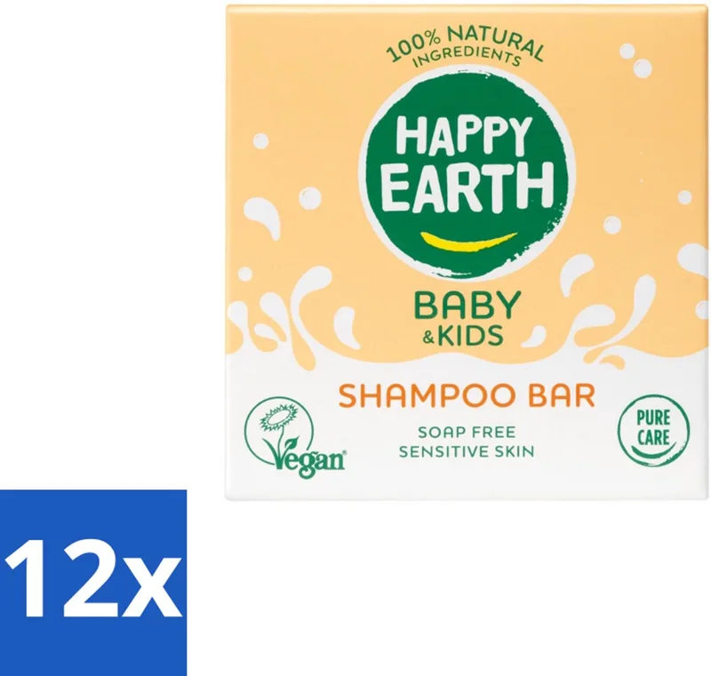 12 x Happy Earth – Shampoo Bar – 100% Natuurlijk Baby & Kids – 50 g - Baby Haar Verzorging - Kind Haar Shampoo - Natuurlijke Shampoo Bar - Zeepvrije Shampoo - Allergeen Veilig fra Happy Earth – produktbillede