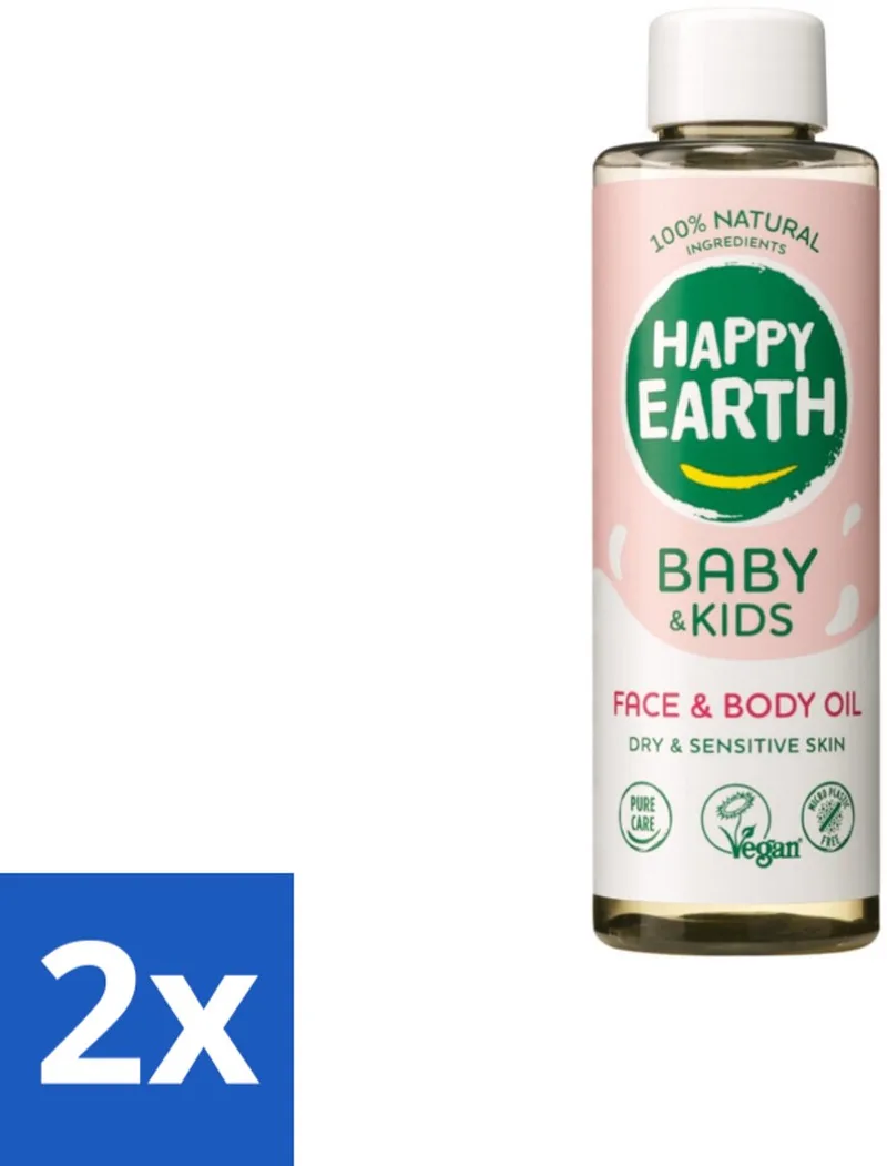 2 x Happy Earth – Face & Body Oil – 100% Natuurlijk Baby & Kids – 150 ml - Babyolie - Gezichtsolie - Lichaamsoil - Natuurlijke Huidverzorging - Babymassageolie by Happy Earth – product photo