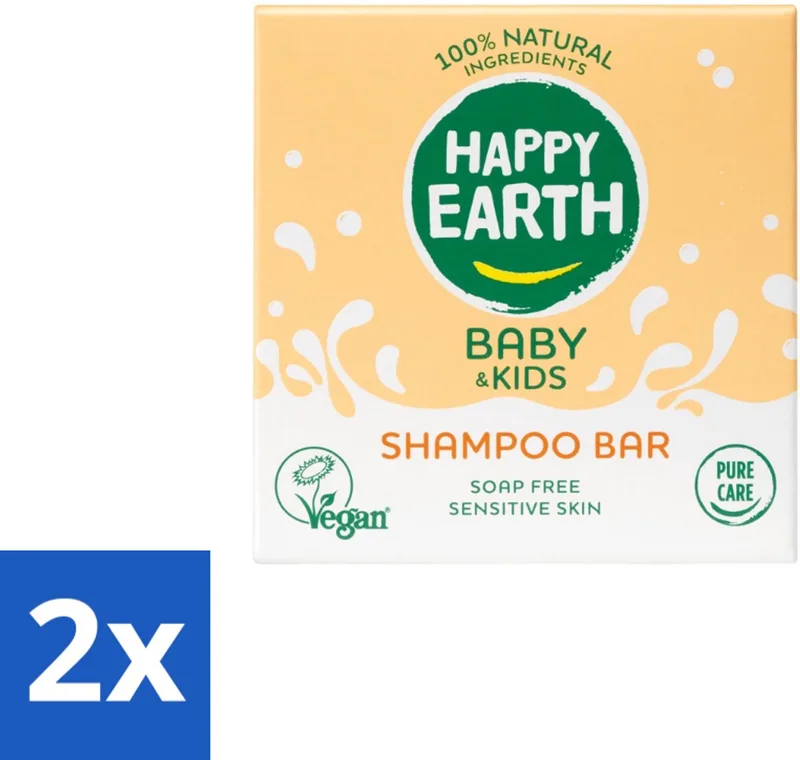 2 x Happy Earth – Shampoo Bar – 100% Natuurlijk Baby & Kids – 50 g - Baby Haar Verzorging - Kind Haar Shampoo - Natuurlijke Shampoo Bar - Zeepvrije Shampoo - Allergeen Veilig by Happy Earth – product photo