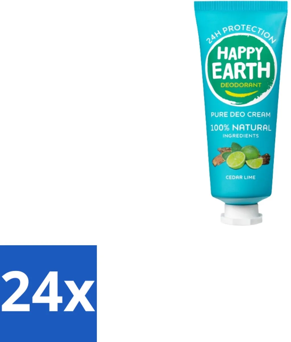 24 x Happy Earth – Deodorant Cream – 100% Natuurlijk Cedar Lime – 40 ml - Natuurlijke Deodorant - Deodorant Crème - Frisse Geur - Cederhout - Limoen van Happy Earth – productfoto
