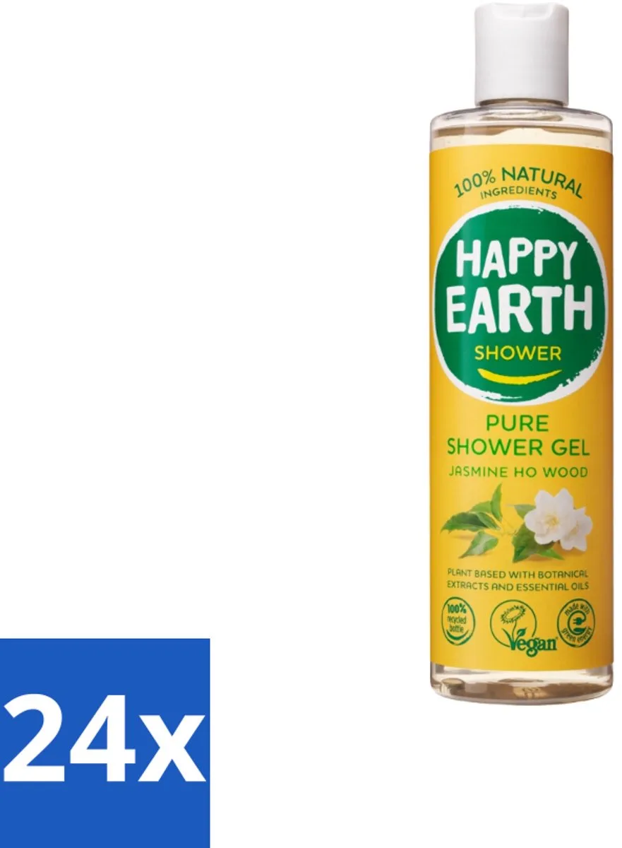 24 x Happy Earth – Douchegel – 100% Natuurlijk Jasmine Ho Wood – 300 ml - Natuurlijke Douchegel - Jasmijn En Ho Wood - Vegan Douchegel - Huidverzorging - Biologisch Afbreekbaar van Happy Earth – productfoto
