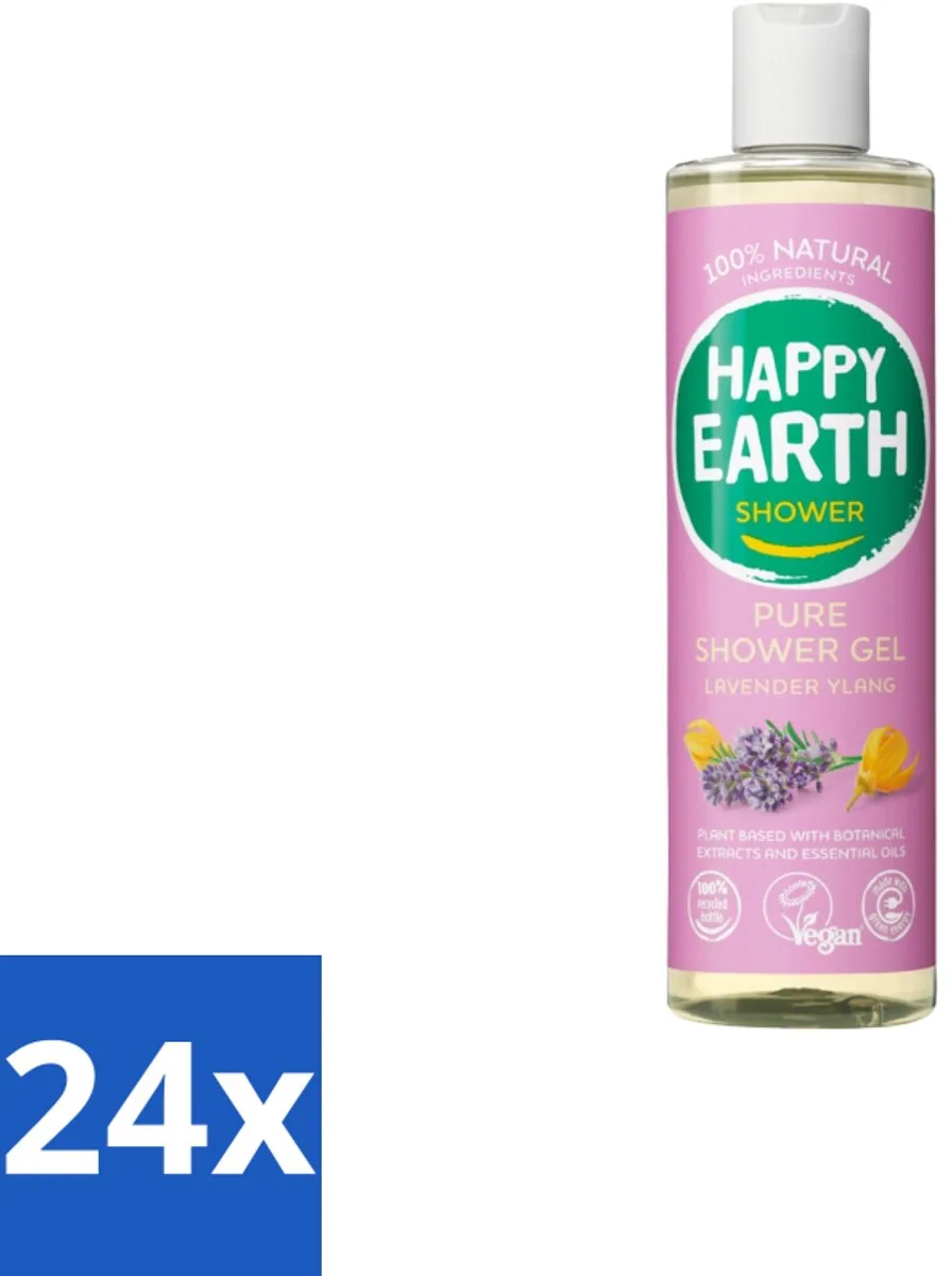 24 x Happy Earth – Douchegel – 100% Natuurlijk Lavender Ylang – 300 ml - Douche Gel - Natuurlijke Douche - Lavendel Douche - Ylang-ylang Douche - Vegan Douche van Happy Earth – productfoto