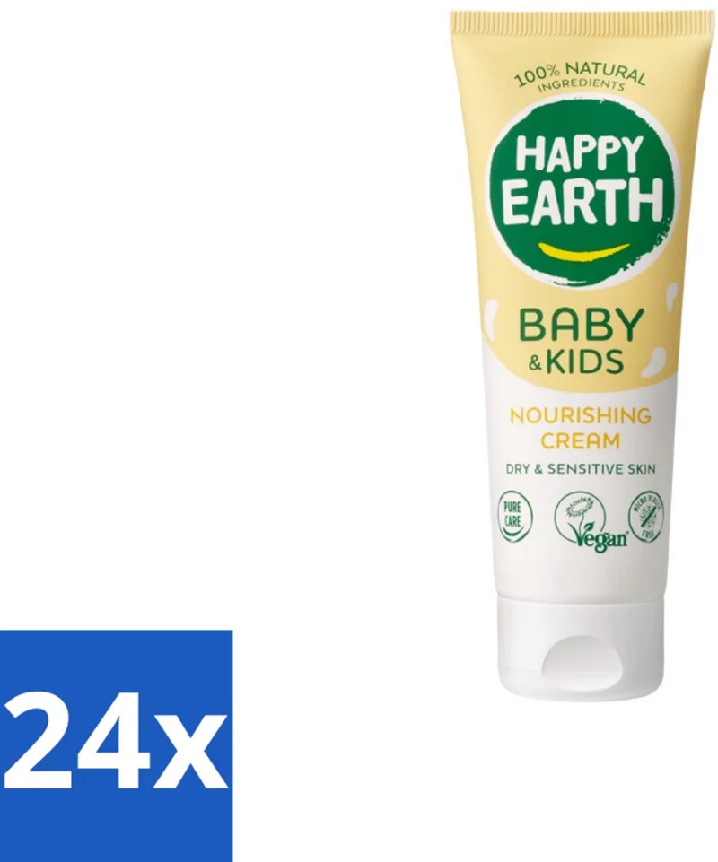 24 x Happy Earth – Nourishing Cream – 100% Natuurlijk Baby & Kids – 75 ml - Natuurlijke Crème - Gevoelige Huid - Baby Crème - Droge Huid - Sheaboter fra Happy Earth – produktbillede