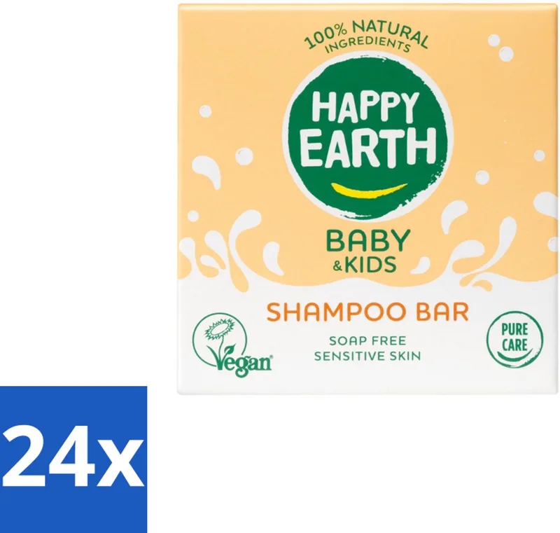 24 x Happy Earth – Shampoo Bar – 100% Natuurlijk Baby & Kids – 50 g - Baby Haar Verzorging - Kind Haar Shampoo - Natuurlijke Shampoo Bar - Zeepvrije Shampoo - Allergeen Veilig fra Happy Earth – produktbillede