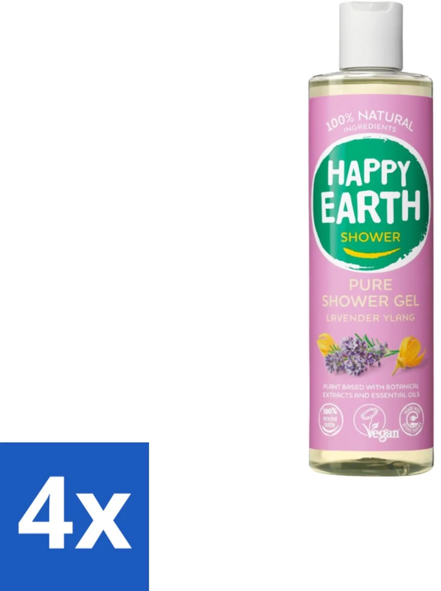 4 x Happy Earth – Douchegel – 100% Natuurlijk Lavender Ylang – 300 ml - Douche Gel - Natuurlijke Douche - Lavendel Douche - Ylang-ylang Douche - Vegan Douche de Happy Earth – photo produit