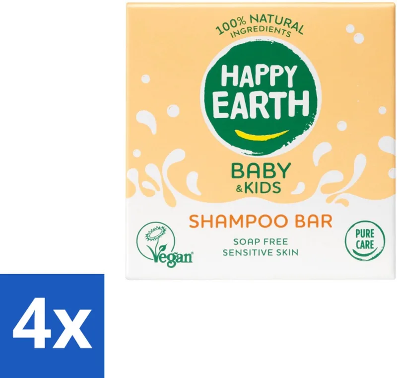 4 x Happy Earth – Shampoo Bar – 100% Natuurlijk Baby & Kids – 50 g - Baby Haar Verzorging - Kind Haar Shampoo - Natuurlijke Shampoo Bar - Zeepvrije Shampoo - Allergeen Veilig by Happy Earth – product photo