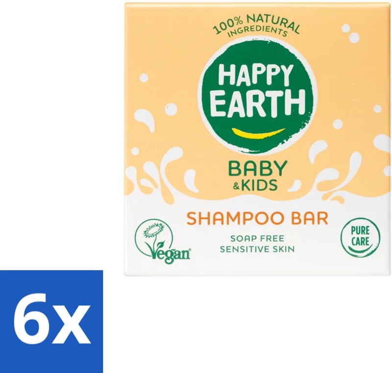 6 x Happy Earth – Shampoo Bar – 100% Natuurlijk Baby & Kids – 50 g - Baby Haar Verzorging - Kind Haar Shampoo - Natuurlijke Shampoo Bar - Zeepvrije Shampoo - Allergeen Veilig van Happy Earth – productfoto