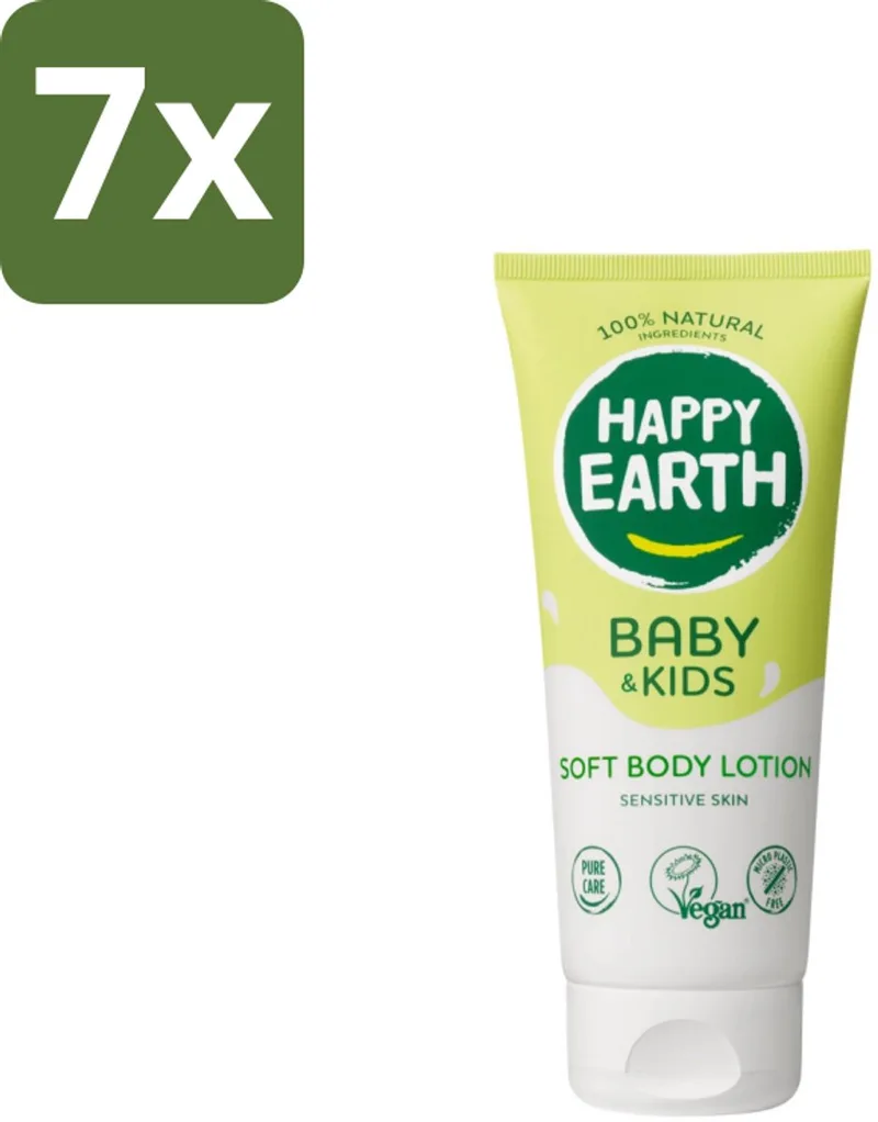 7 x Happy Earth – Bodylotion – 100% Natuurlijk Baby & Kids – 200 ml - Baby Lotion - Kinderhuid Verzorging - Natuurlijke Bodylotion - Gevoelige Huid Verzorging - Sheaboter Lotion by Happy Earth – product photo