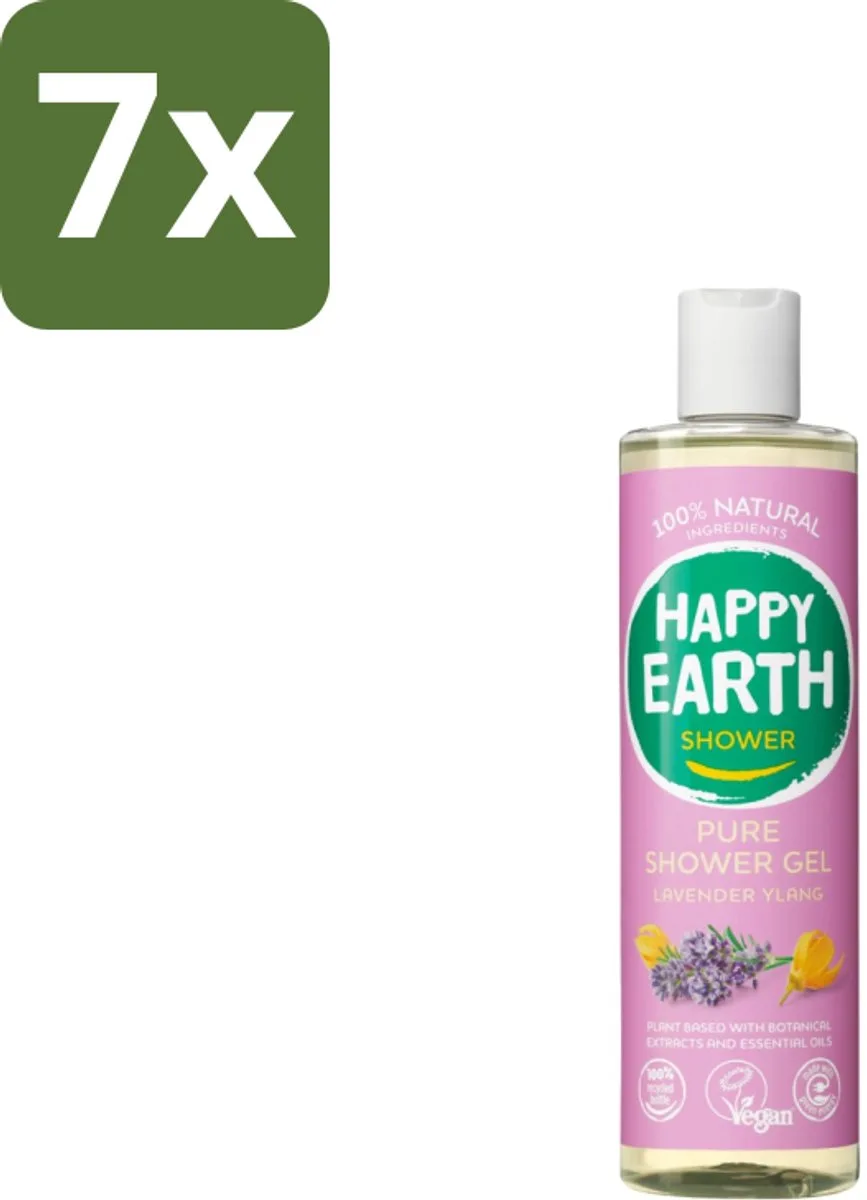 7 x Happy Earth – Douchegel – 100% Natuurlijk Lavender Ylang – 300 ml - Douchegel - Natuurlijke Douchegel - Lavendel Ylang - 100% Natuurlijk - Vegan Douchegel van Happy Earth – productfoto