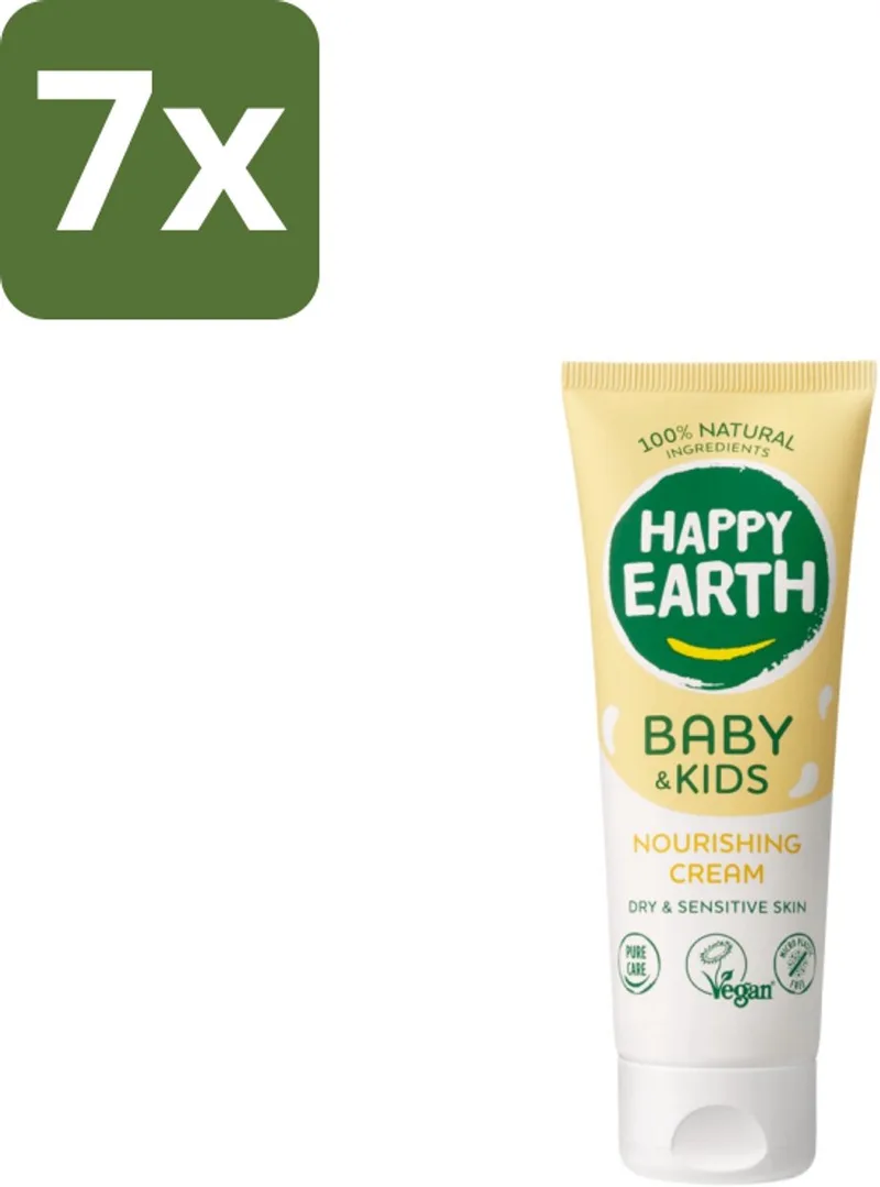 7 x Happy Earth – Nourishing Cream – 100% Natuurlijk Baby & Kids – 75 ml - Baby Crème - Natuurlijke Crème - Gevoelige Huid Verzorging - 100% Natuurlijke Crème - Babyhuid Verzorging by Happy Earth – product photo