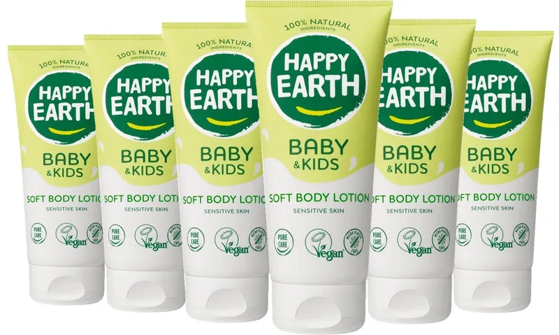 Baby & Kids 100% Natuurlijk Bodylotion - 6 x 200 ml by Happy Earth – product photo