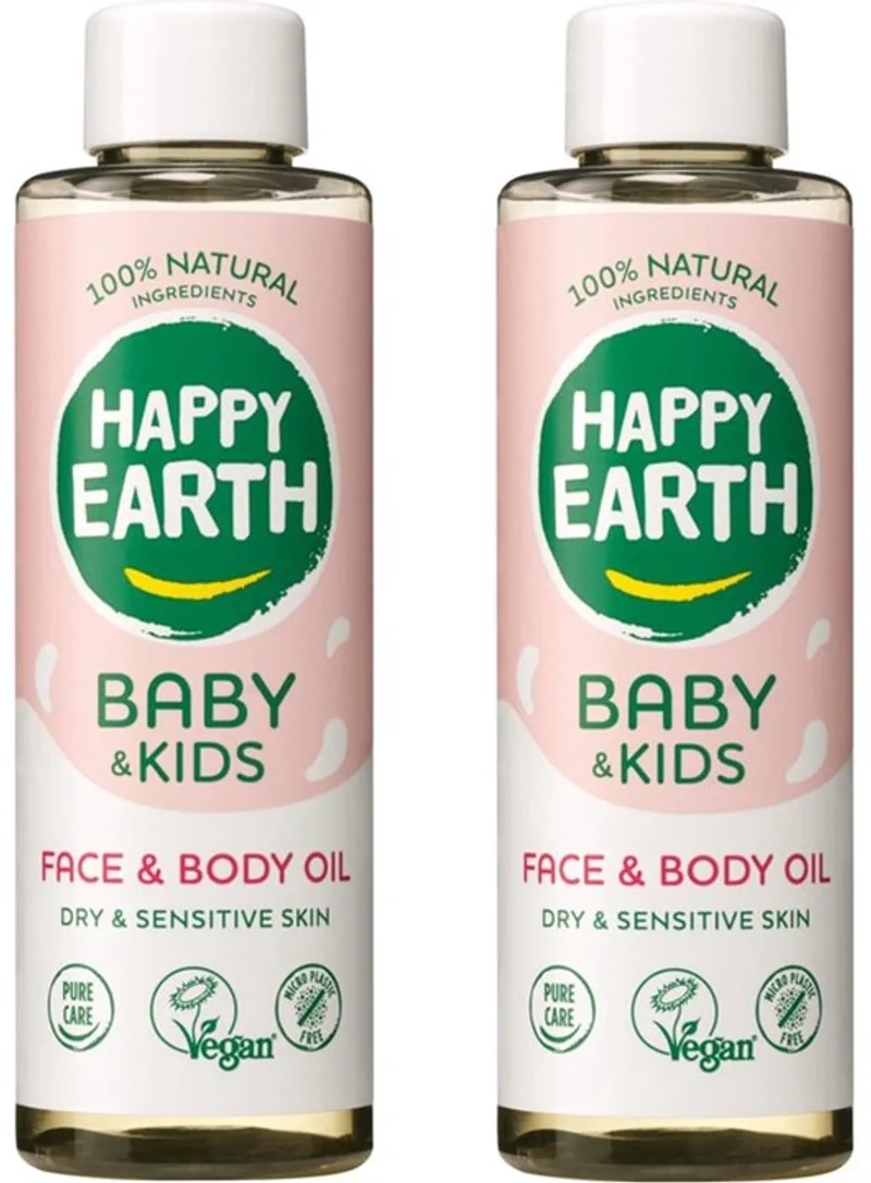 Baby & Kids 100% Natuurlijk Face & Body Oil 2 x 150 ml från Happy Earth – produktbild