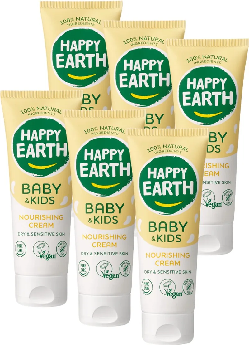 Voedende Crème - Baby & Kids - 100% Natuurlijk - Voor Droge & Gevoelige Babyhuid – 6 x 75 ml de Happy Earth – photo produit