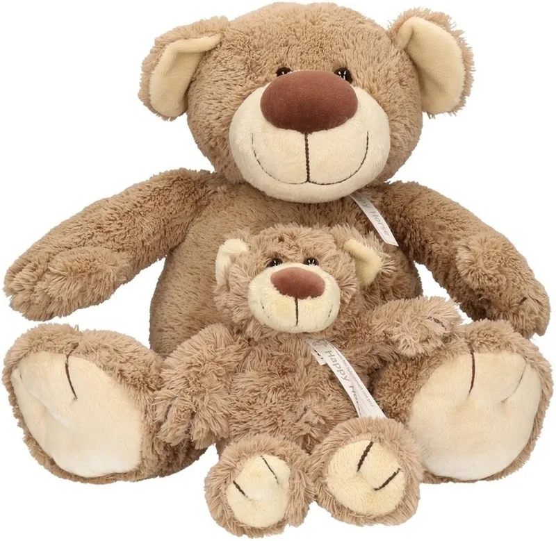 2x Pluche mama en kind Bella knuffelberen 40 en 22 cm knuffels speelgoed set van Happy Horse in Bruin – productfoto