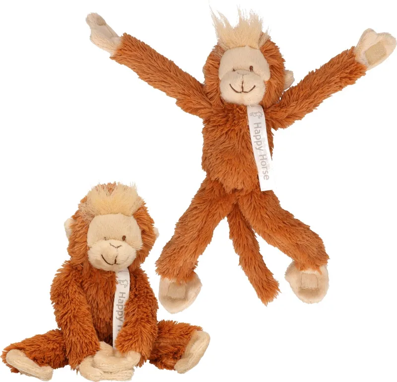 2x stuks happy Horse pluche aapje knuffel 23 cm - apen knuffels van Happy Horse in Bruin – productfoto