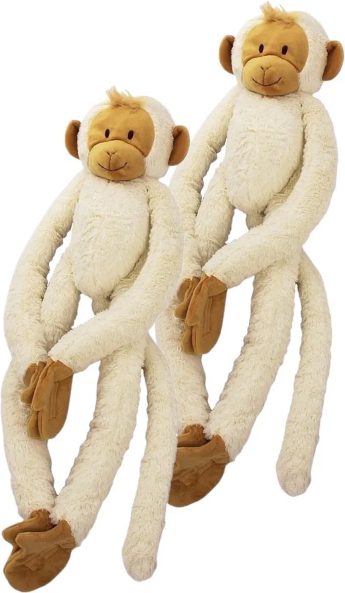 2x stuks happy Horse pluche witte slinger aap knuffel 23 cm - Apen speelgoed knuffels van Happy Horse in Wit – productfoto