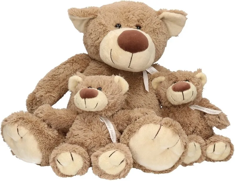 3x Pluche mama en kind Bella knuffelberen 40 en 22 cm knuffels speelgoed set från Happy Horse i Brun – produktbild