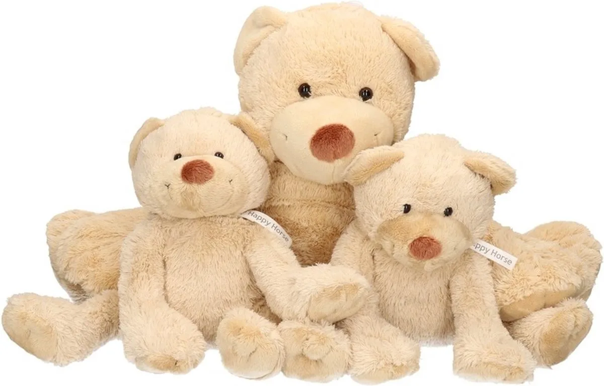 3x Pluche mama en kind Boogy knuffelberen 35 en 24 cm knuffels speelgoed set van Happy Horse in Beige – productfoto