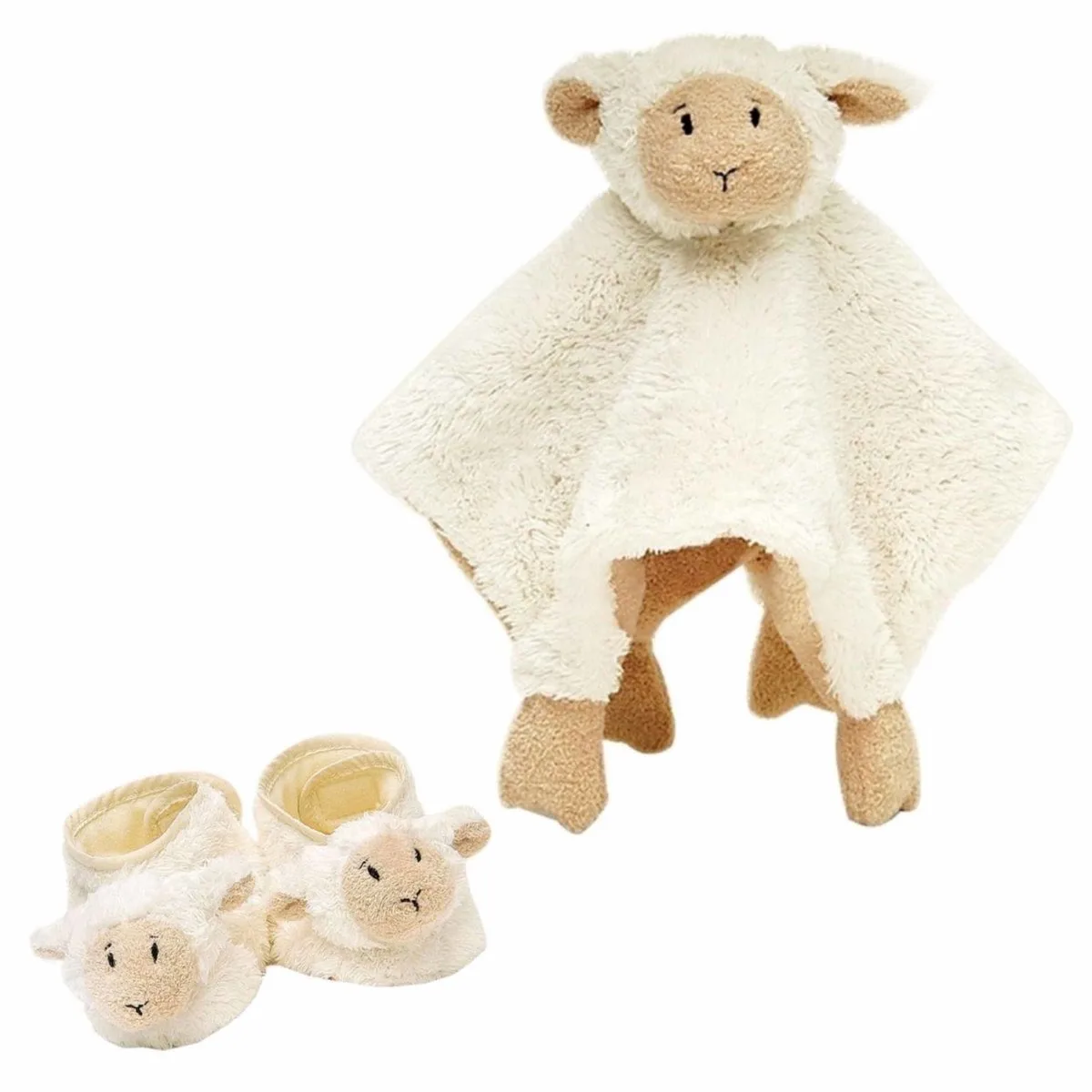 Baby cadeau setje slofjes en tuttel doekje van Lammy het lammetje van Happy Horse in Wit – productfoto
