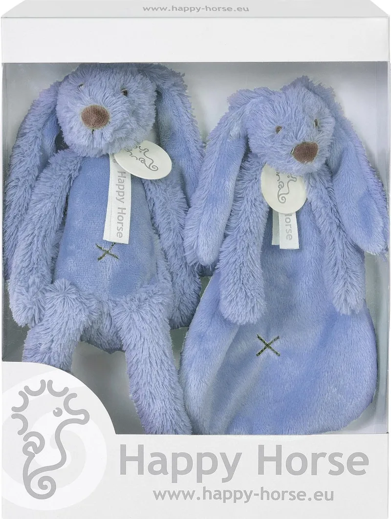 Geschenkverpakking Konijn Richie Donkerblauw Knuffel no. 1 - 28 cm / Knuffeldoekje - 33 cm by Happy Horse in Donker Blauw – product photo