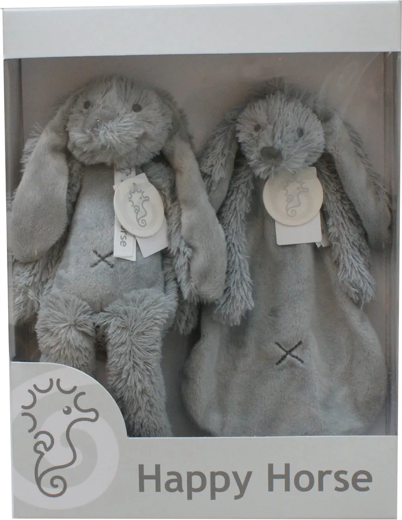 Geschenkverpakking Konijn Richie Grijze Knuffel no. 1 - 28 cm / Knuffeldoekje från Happy Horse i Grå – produktbild