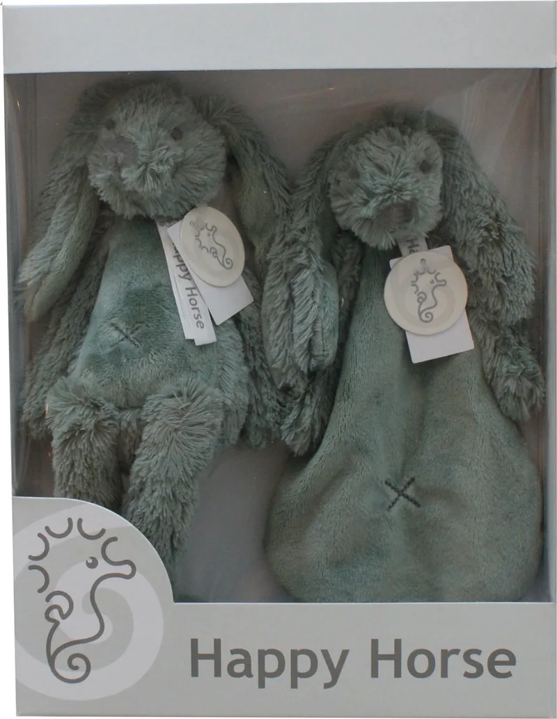 Geschenkverpakking Konijn Richie Groene Knuffel no. 1 - 28 cm / Knuffeldoekje van Happy Horse in Groen – productfoto
