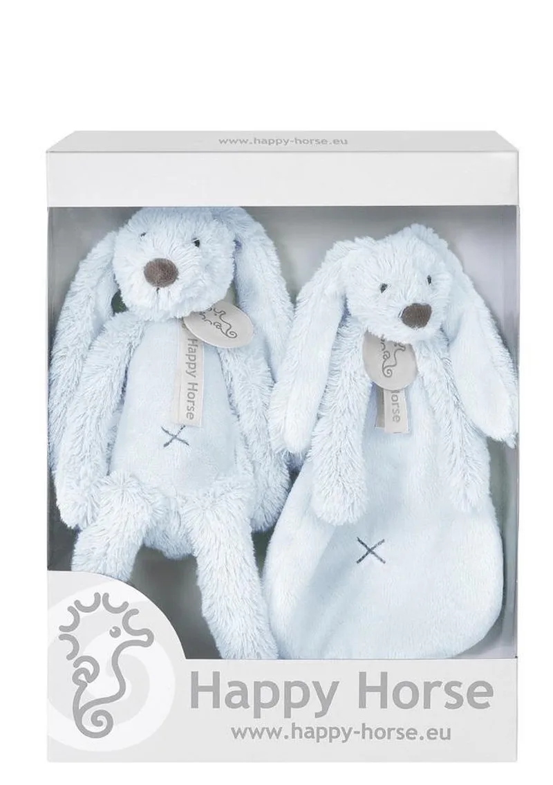 Geschenkverpakking Konijn Richie Knuffel no. 1 - 28 cm / Knuffeldoekje - 33 cm från Happy Horse i Blå – produktbild