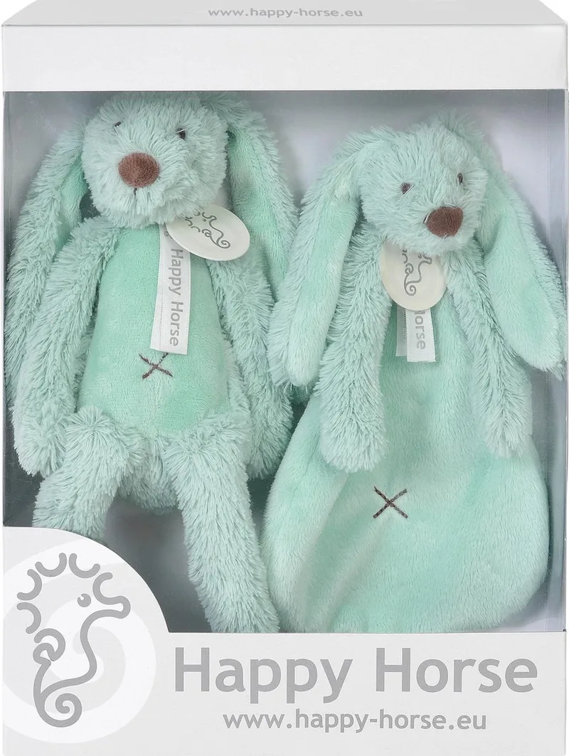 Geschenkverpakking Konijn Richie Knuffel no. 1 - 28 cm / Knuffeldoekje - 33 cm van Happy Horse in Lagoon – productfoto