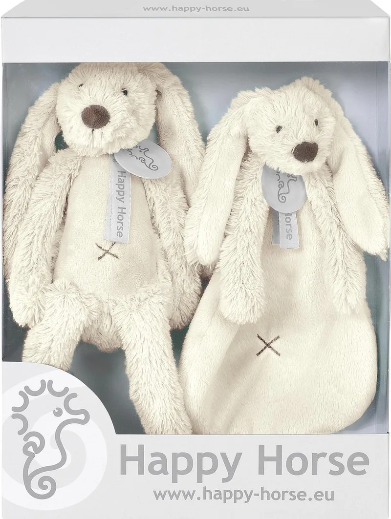 Geschenkverpakking Konijn Richie Knuffel no. 1 - 28 cm / Knuffeldoekje de Happy Horse en Blanc – photo produit
