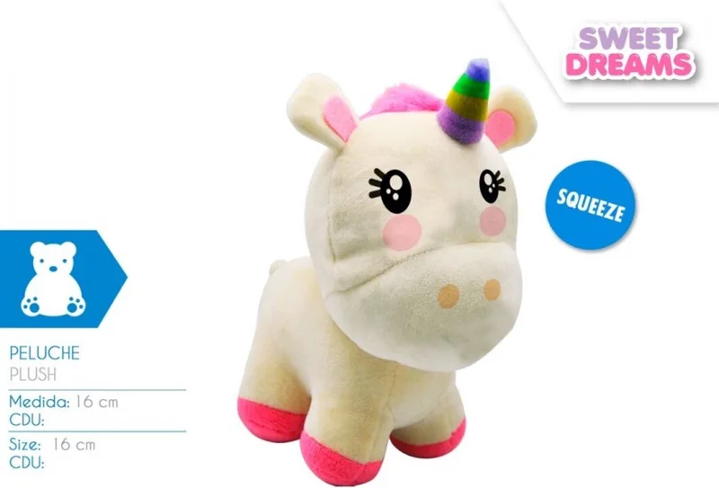 Pluche Eenhoorn Knuffel - Unicorn - 16 x 10 x 18 - 1 stuks de Happy Horse en Blanc – photo produit