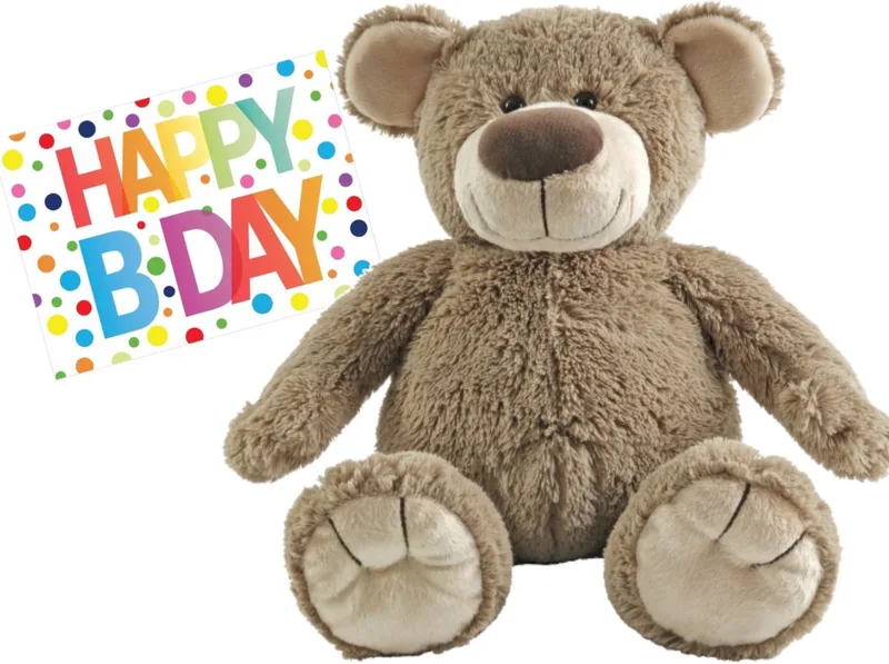 Pluche knuffel Happy Horse knuffelbeer 55 cm met A5-formaat Happy Birthday wenskaart by Happy Horse in Multicolour – product photo