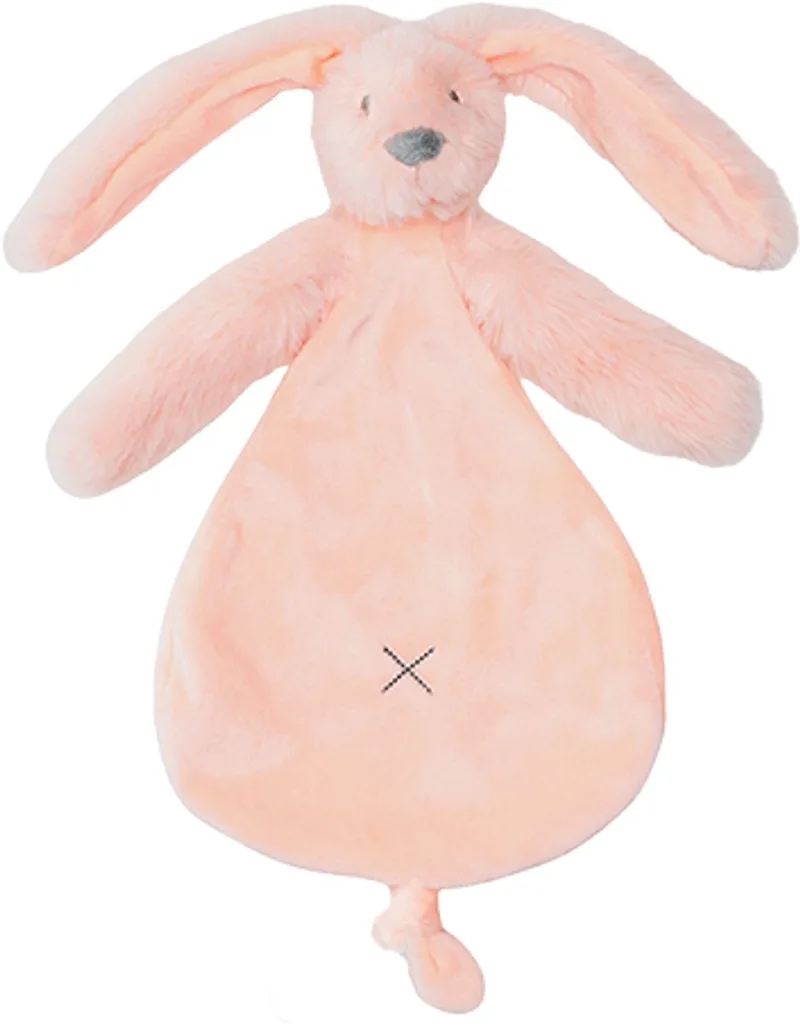 Recycled Konijn Richie Knuffeldoek 25 cm - Baby cadeau de Happy Horse en Perzikroze – photo produit