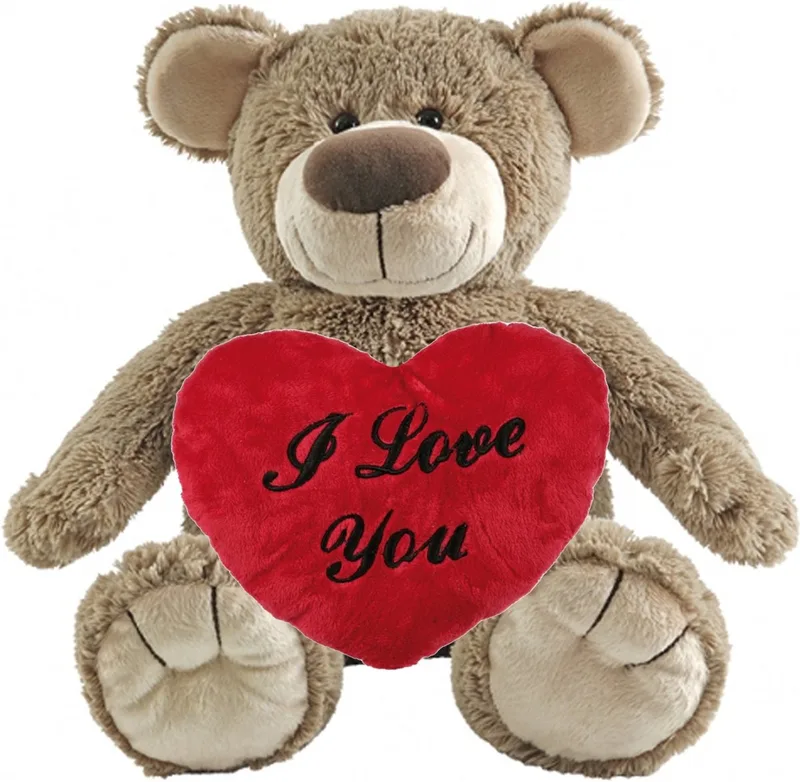 Valentijn - knuffelbeer - 40 cm - met rood Love you hartje - 10 cm de Happy Horse en Marron – photo produit