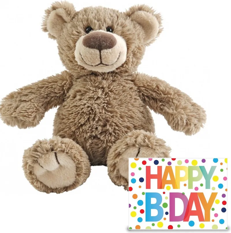 Verjaardag cadeau knuffelbeer 40 cm met XL Happy Birthday wenskaart de Happy Horse en Marron – photo produit