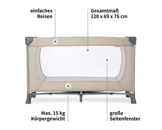 Baby-Reisebett Dream'n Play - Beige, Kinder Reisebett - faltbares Babyreisebett 120x60 mit Tasche by Hauck – product photo 3 of 5