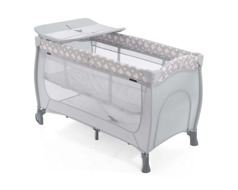Baby-Reisebett Sleep'n Play Center - Teddy Grey, mit Wickelauflage, höhenverstellbar, Rollen & seitlichem Einstieg by Hauck in Grey – product photo 5 of 5
