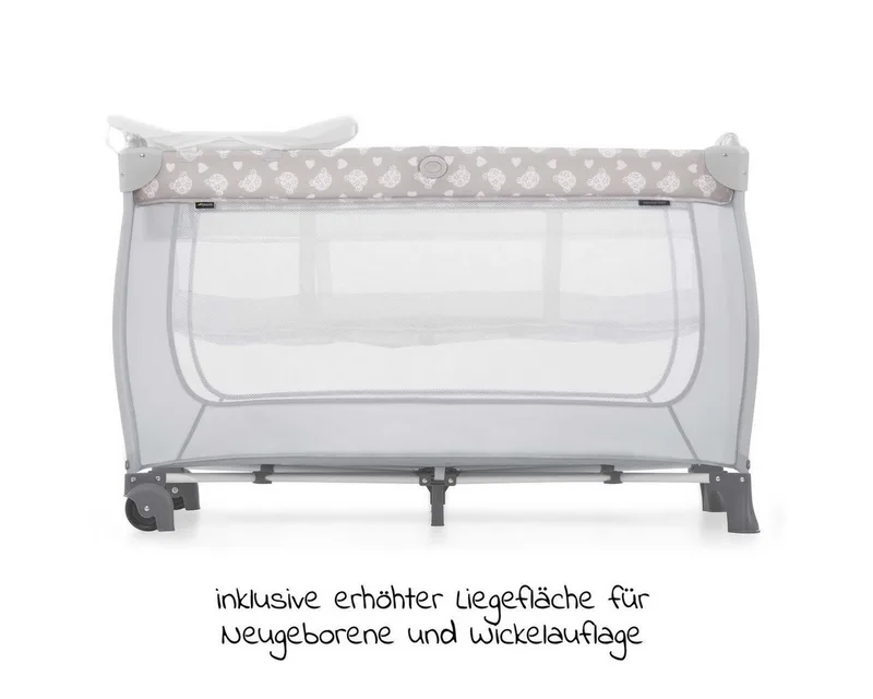 Baby-Reisebett Sleep'n Play Center - Teddy Grey, mit Wickelauflage, höhenverstellbar, Rollen & seitlichem Einstieg by Hauck in Grey – product photo 2 of 5