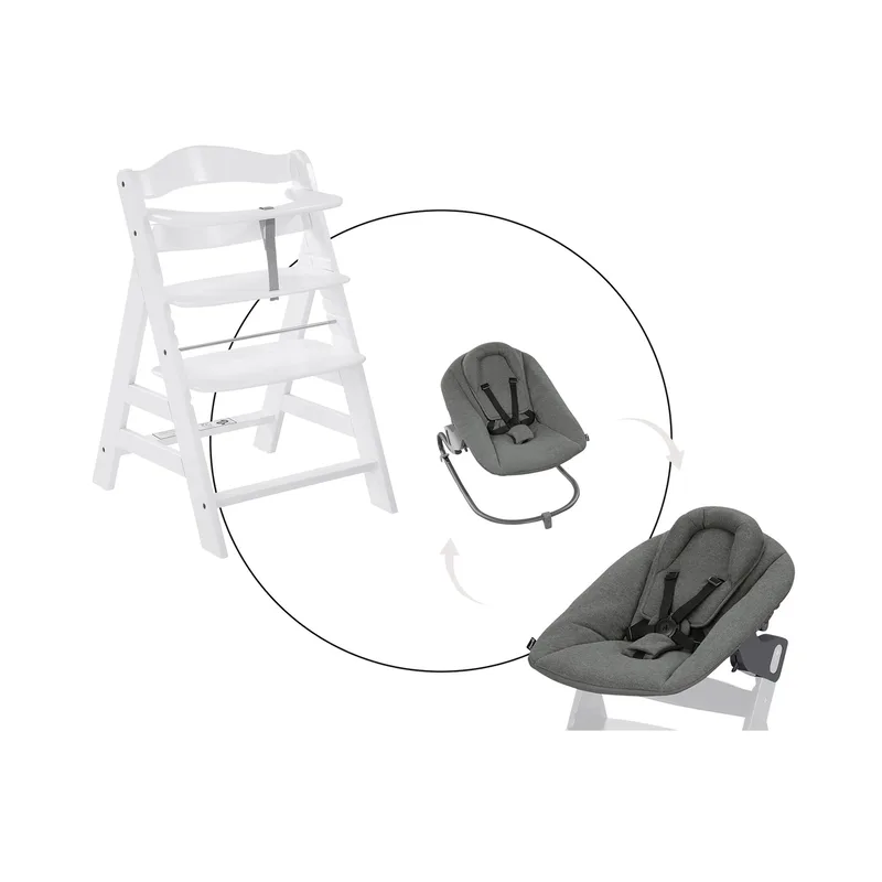 Bundle Hochstuhl Alpha+ inkl. Alpha Bouncer Premium von Hauck in Weiß, 48 × 79 mm – Produktfoto