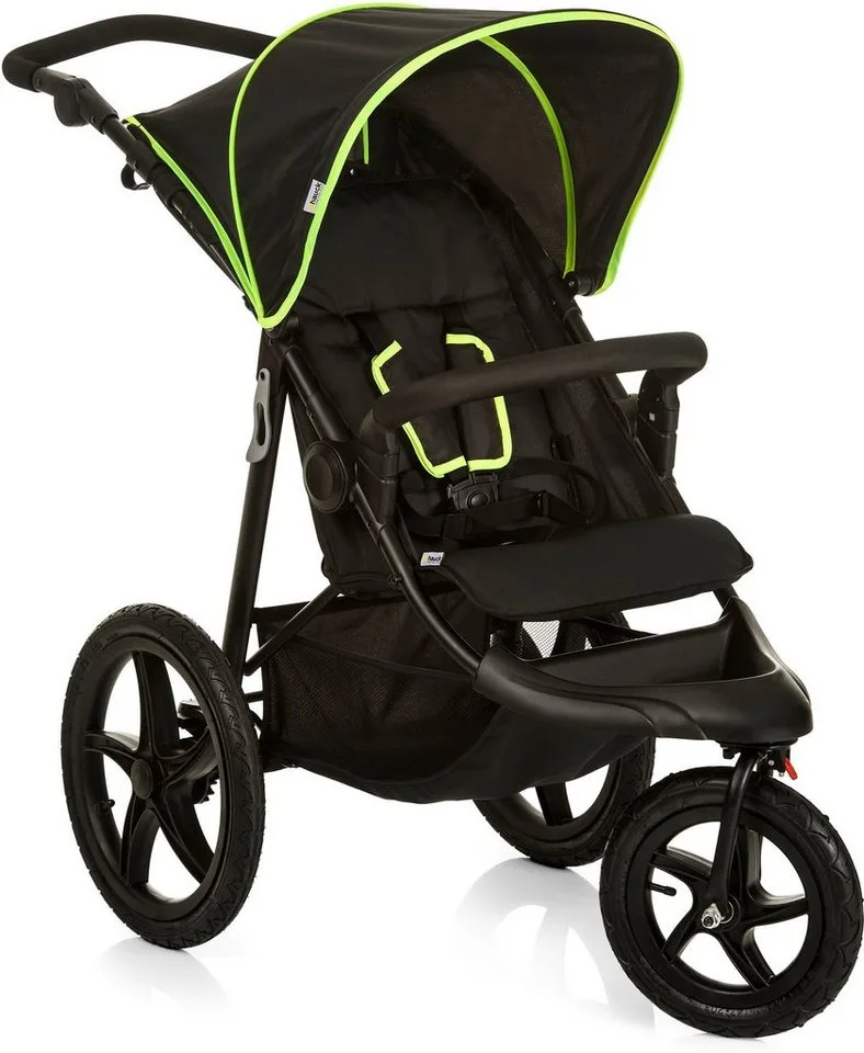 Dreirad-Kinderwagen Runner black/neon yellow, mit schwenk- und feststellbarem Vorderrad van Hauck in Schwarz – productfoto