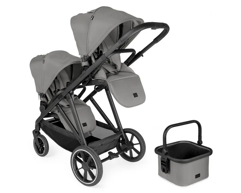 Geschwisterwagen Grow N Care Twin Set - Dark Grey, Geschwisterwagen zwillingskinderwagen mit 2 Sportsitzen bis je 22 kg van Hauck in Grau – productfoto