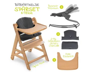 Hochstuhl Alpha Move Natur Newborn Set, Holz Babystuhl ab Geburt mit Neugeborenenaufsatz, Sitzkissen, Essbrett by Hauck – product photo 2 of 5