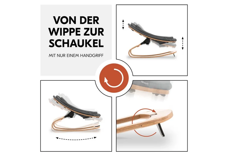 Hochstuhl Alpha Move Newborn Set Eco - Deep Grey - Natur, Holz Babystuhl ab Geburt mit Neugeborenensufsatz, Sitzkissen, Essbrett van Hauck – productfoto 4 van 5