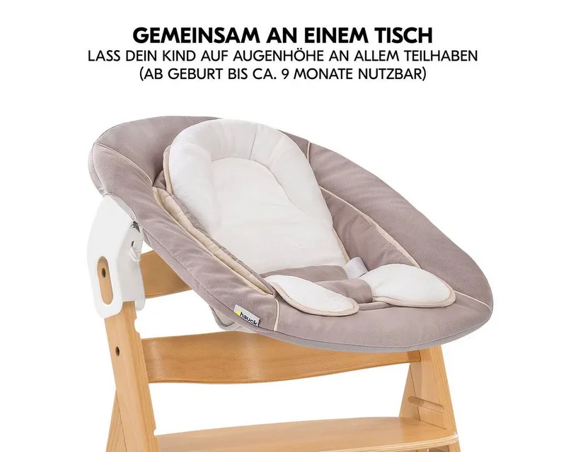 Hochstuhl Alpha Move Newborn Set - Natur, Holz Babystuhl ab Geburt mit Neugeborenenaufsatz, Sitzkissen, Essbrett von Hauck – Produktfoto 4 von 5
