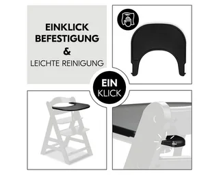 Hochstuhl Alpha Plus Black, Mitwachsender Kinderhochstuhl mit Essbrett Click Tray & Sitzkissen von Hauck in Schwarz – Produktfoto 3 von 5
