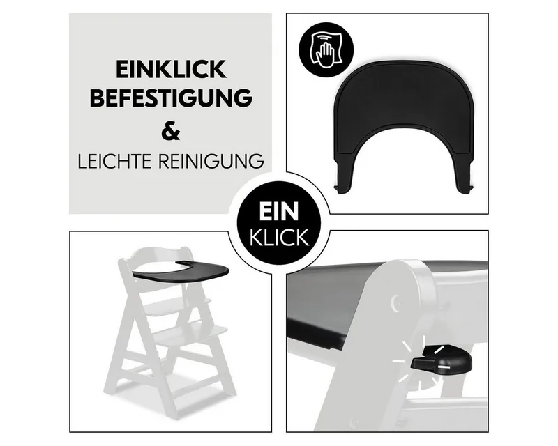 Hochstuhl Alpha Plus Black, Mitwachsender Kinderhochstuhl mit Essbrett Click Tray & Sitzkissen von Hauck in Schwarz – Produktfoto 3 von 5