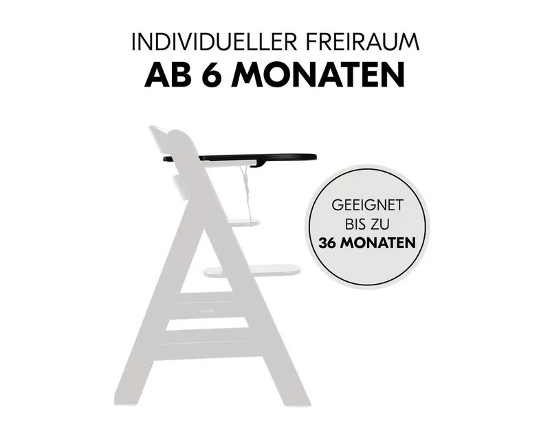 Hochstuhl Alpha Plus Black, Mitwachsender Kinderhochstuhl mit Essbrett Click Tray & Sitzkissen von Hauck in Schwarz – Produktfoto 4 von 5