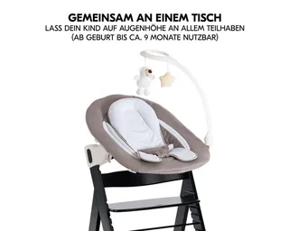 Hochstuhl Alpha Plus Black Newborn Set Deluxe, Holz Babystuhl ab Geburt inkl. Aufsatz für Neugeborene & Sitzauflage von Hauck in Schwarz – Produktfoto 4 von 5