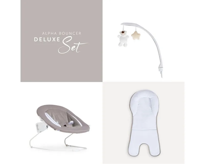 Hochstuhl Alpha Plus Black Newborn Set Deluxe, Holz Babystuhl ab Geburt inkl. Aufsatz für Neugeborene & Sitzauflage von Hauck in Schwarz – Produktfoto 3 von 5